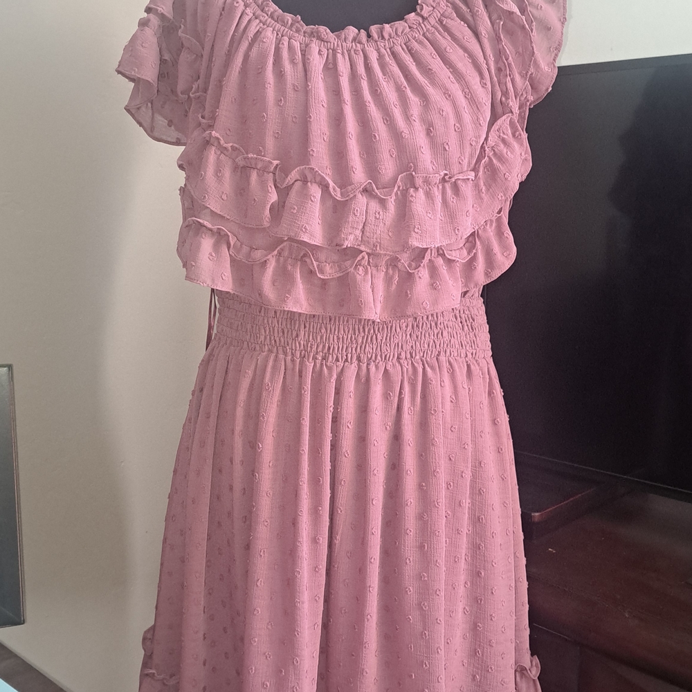 Bluivy Pink Ruffled Smocked Sundress